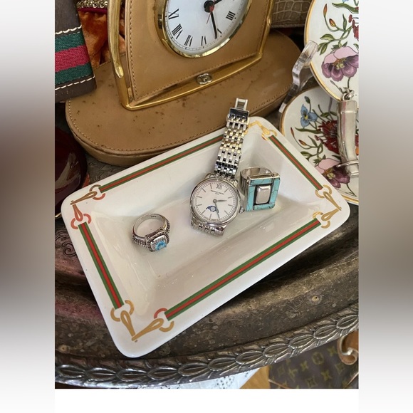 Rare Vintage GUCCI  Dish Change Tray Ashtray Porcelain 14k Barware Home Decor GG - Picture 4 of 9